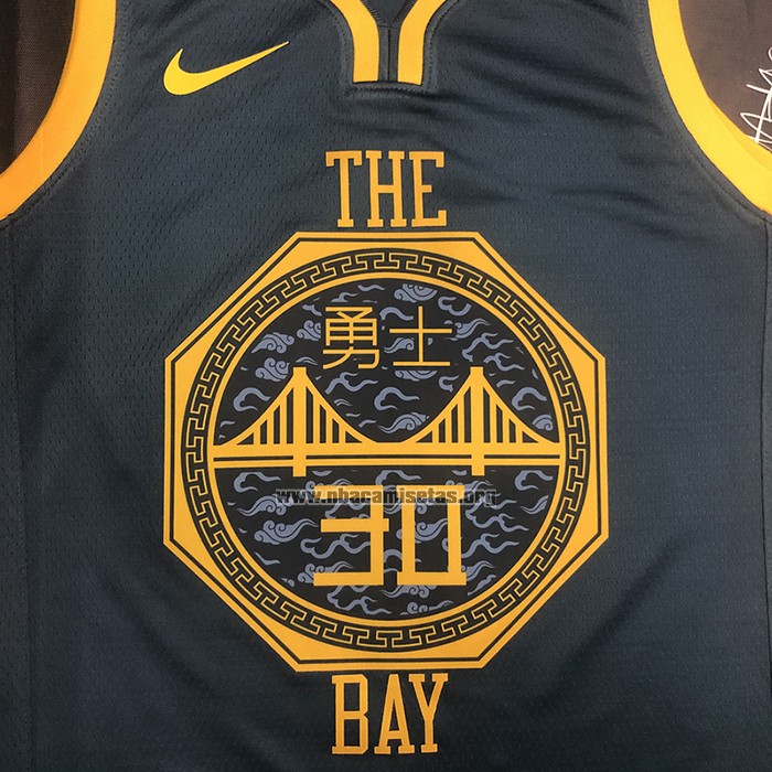 Camiseta Golden State Warriors Stephen Curry NO 30 Ciudad 2018-19 Azul